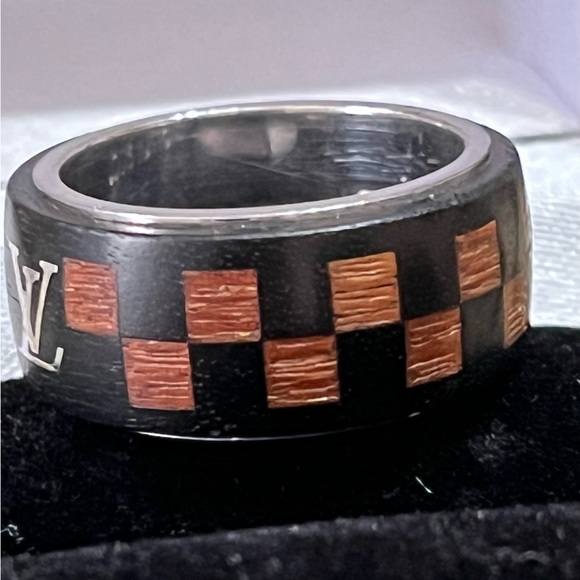 SPECIAL 🥂🎉🎊 SPECIAL Auth Louis Vuitton Damier Wood ring Unisex - Picture 5 of 7